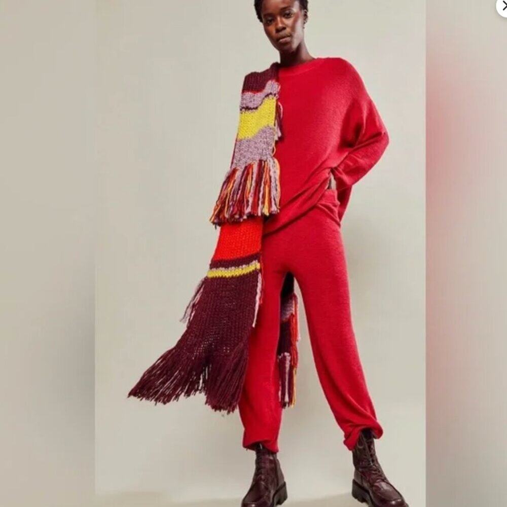 Free People Red Knit Jumpsuit